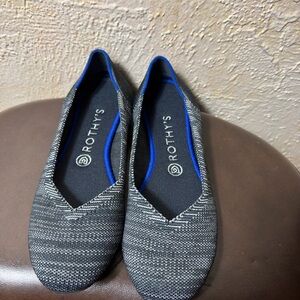 Rothy's Charcoal and Blue Accent Flats